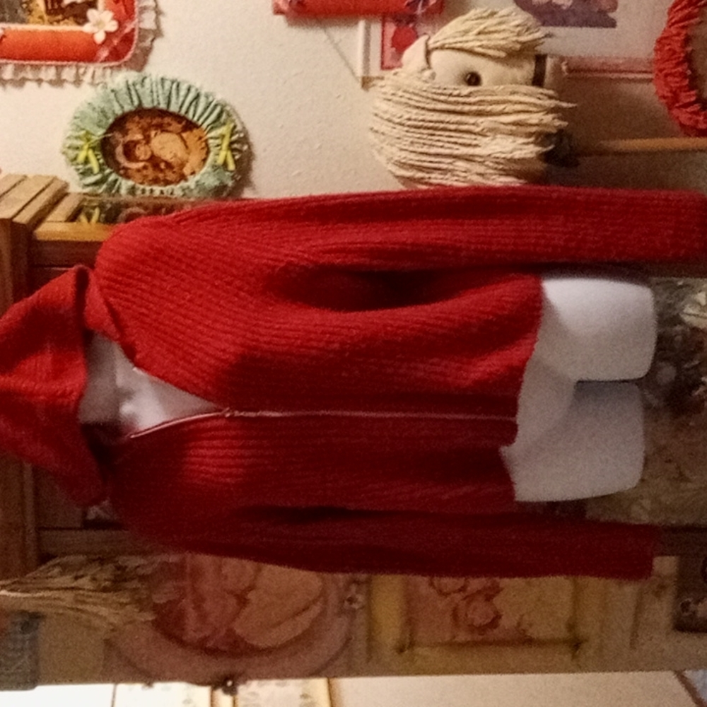 Vintage 80s, Zip Down, Red, Soft & Cozy Sweater Hoody